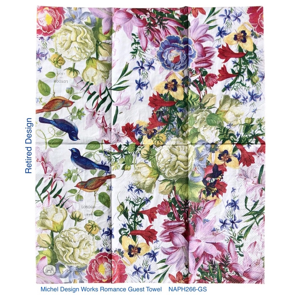 Michel Design Works Two (2) Individual Romance Guest Towel Decoupage Napkins